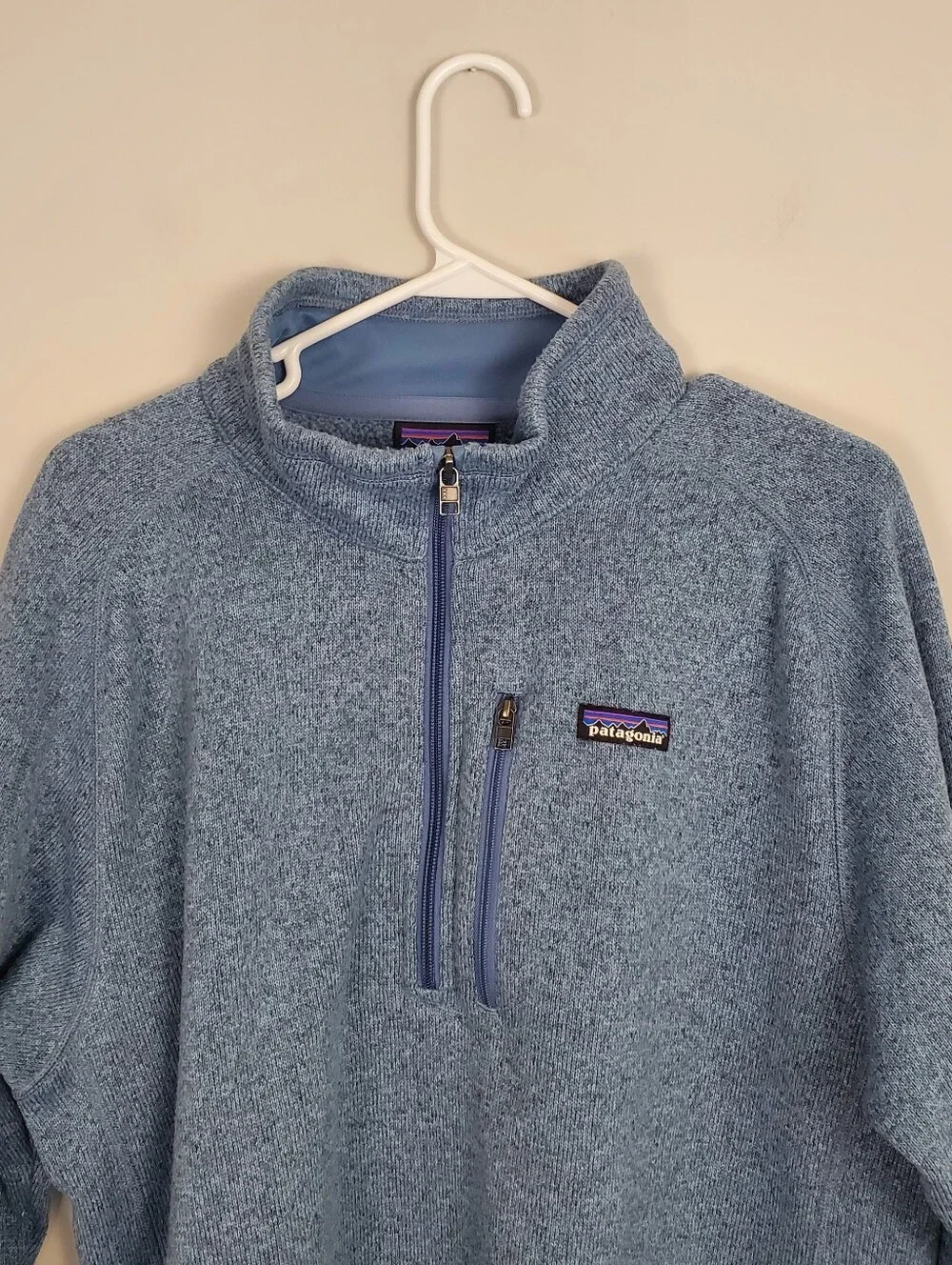 Patagonia Men’s Light Blue Quarter-Zip Fleece Pullover Size XL